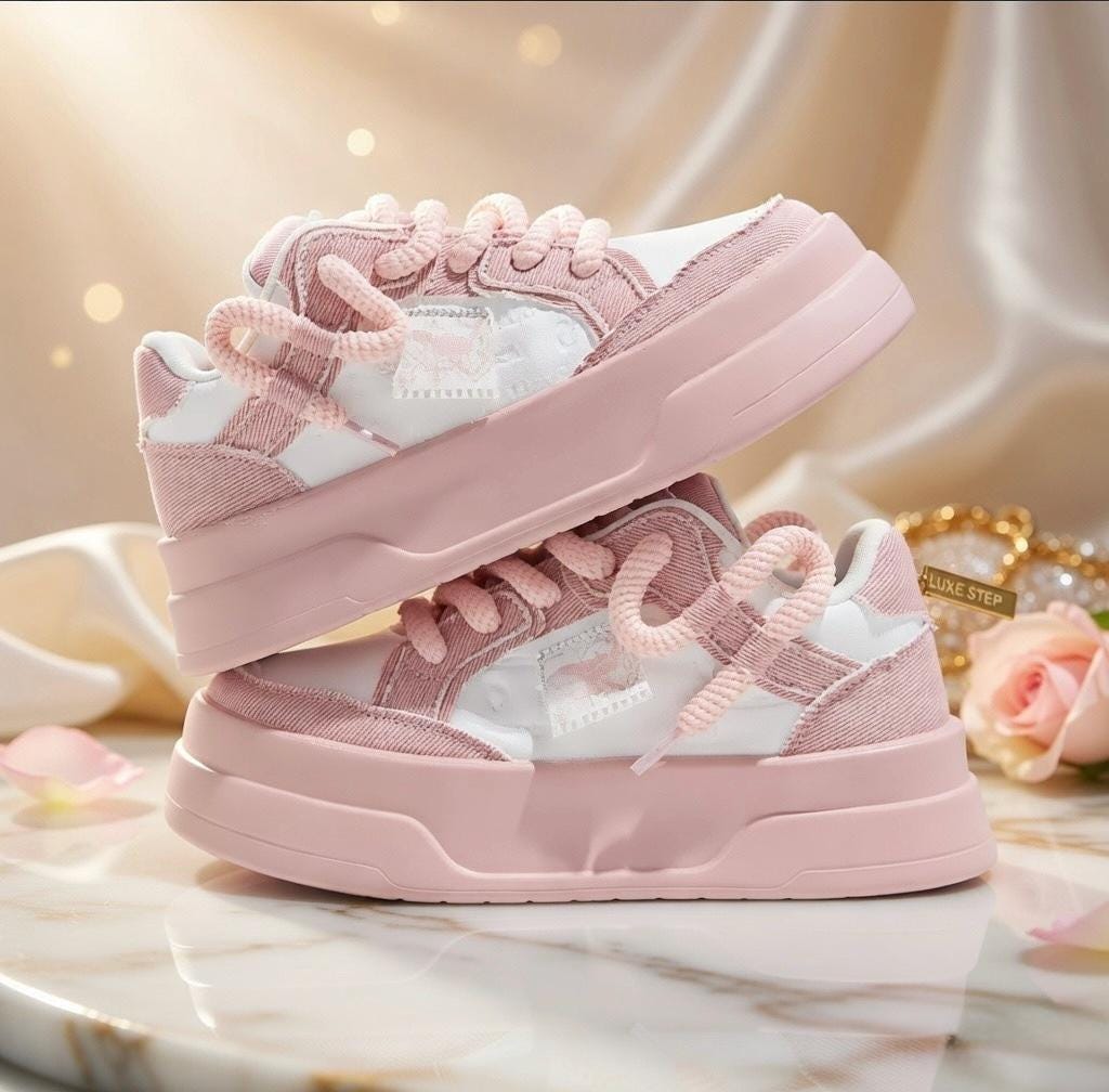 SoftSlipsy Denim Platform Sneakers Women Chunky Sole Skate Trainers Streetwear Casual Shoes