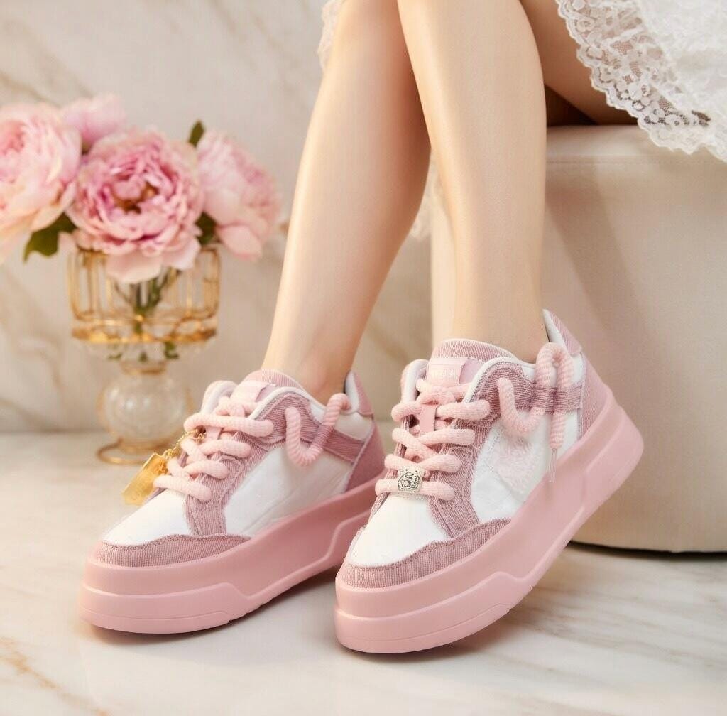 SoftSlipsy Blue Denim Platform Sneakers Women | Chunky Sole Skate Trainers Streetwear