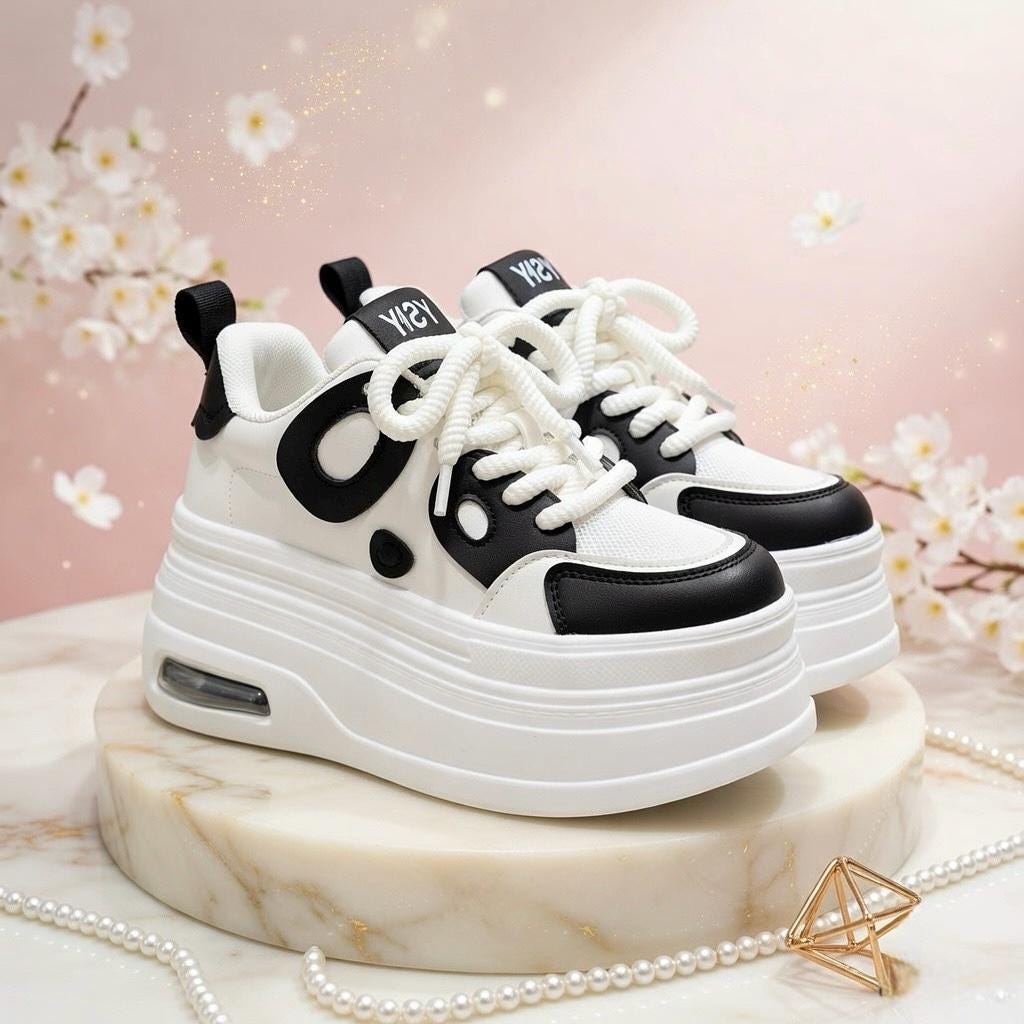 SoftSlipsy Women's Platform Sneakers: Playful Chunky Trainers, Streetwear Comfort Shoes