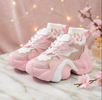 SoftSlipsy Pink Chunky Platform Sneakers | Women's Korean Style Trainers, Soft Girl Streetwear