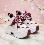 SoftSlipsy Red White Platform Sneakers Women Height Increasing Trainers Thick Sole Streetwear