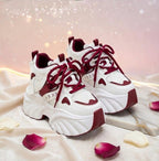 SoftSlipsy Red White Platform Sneakers Women Height Increasing Trainers Thick Sole Streetwear