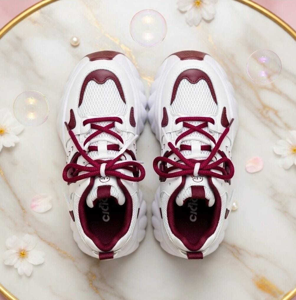 SoftSlipsy Red White Platform Sneakers Women Height Increasing Trainers Thick Sole Streetwear