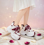 SoftSlipsy Red White Platform Sneakers Women Height Increasing Trainers Thick Sole Streetwear