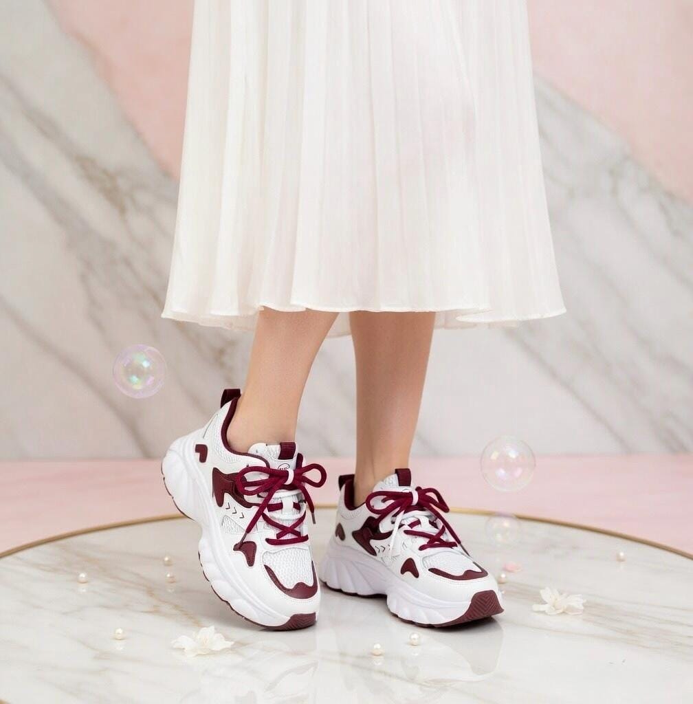 SoftSlipsy Red White Platform Sneakers Women Height Increasing Trainers Thick Sole Streetwear