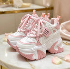 SoftSlipsy High Platform Sneakers Women Chunky Sole Trainers Height Boost Fashion Streetwear Shoes.