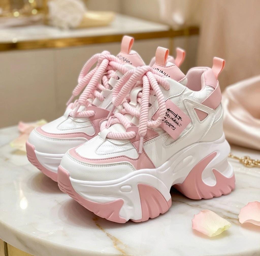 SoftSlipsy High Platform Sneakers Women Chunky Sole Trainers Height Boost Fashion Streetwear Shoes.