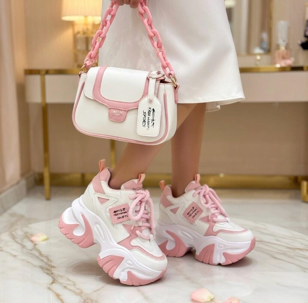 SoftSlipsy High Platform Sneakers Women Chunky Sole Trainers Height Boost Fashion Streetwear Shoes.