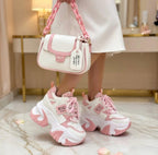 SoftSlipsy Pink Chunky Platform Sneakers | Women's Height Increasing Trainers, Korean Fashion Style