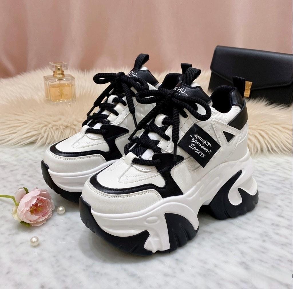 SoftSlipsy Pink Chunky Platform Sneakers | Women's Height Increasing Trainers, Korean Fashion Style