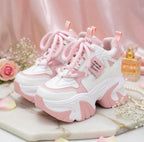 SoftSlipsy Pink Chunky Platform Sneakers | Women's Height Increasing Trainers, Korean Fashion Style