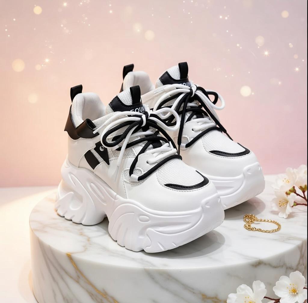 SoftSlipsy Chunky Platform Sneakers Women Height Increasing Korean Streetwear Trainers Thick Sole