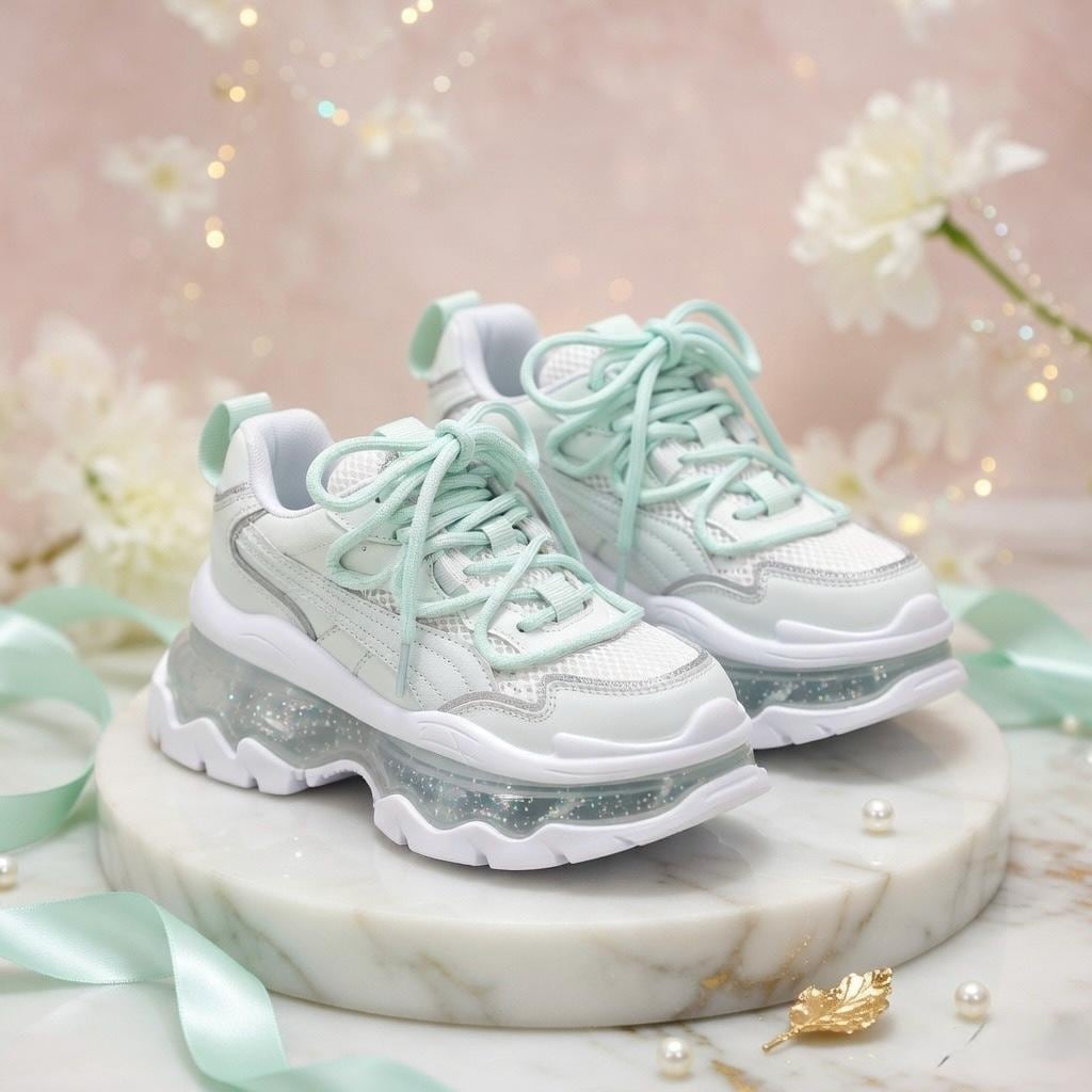 SoftSlipsy Women's Platform Sneakers: Air Cushion Trainers, Height Boost Chunky Sole