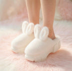 Plush Bunny Platform Slippers, Ultra-Soft Cozy House Shoes, Warm Winter Indoor Slipper | SoftSlipsy