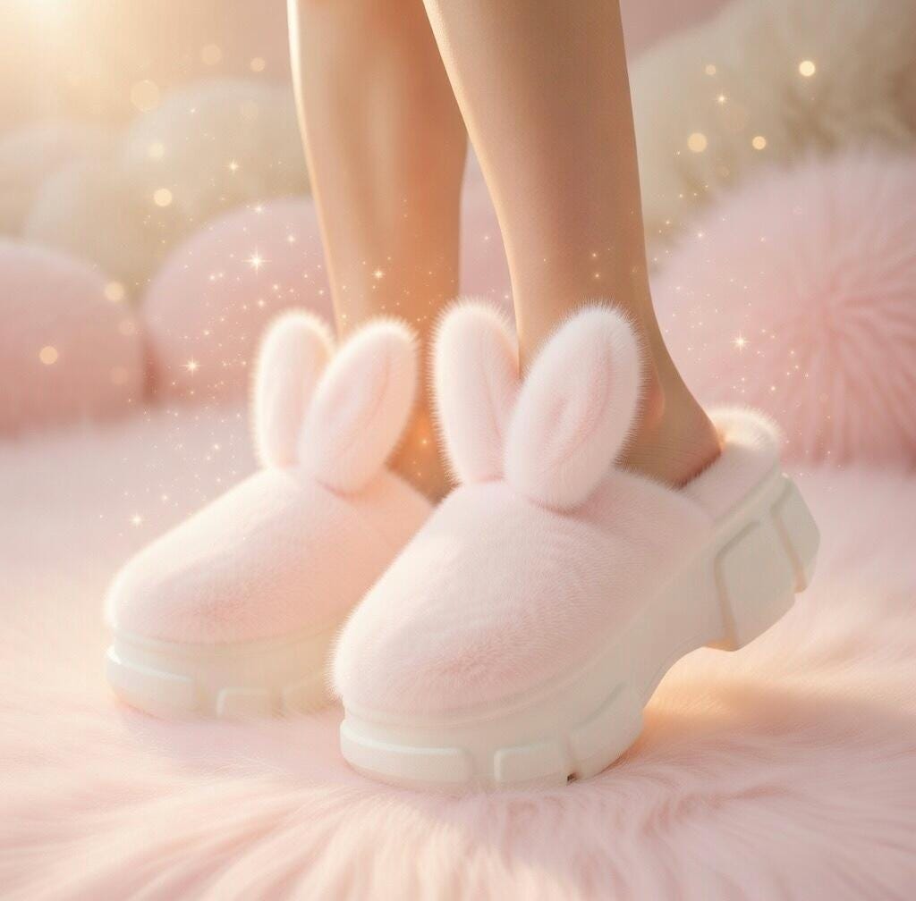 Plush Bunny Platform Slippers, Ultra-Soft Cozy House Shoes, Warm Winter Indoor Slipper | SoftSlipsy