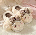 Coquette Bunny Slippers with Bow, Plush Kawaii Rabbit Indoor Shoes | SoftSlipsy