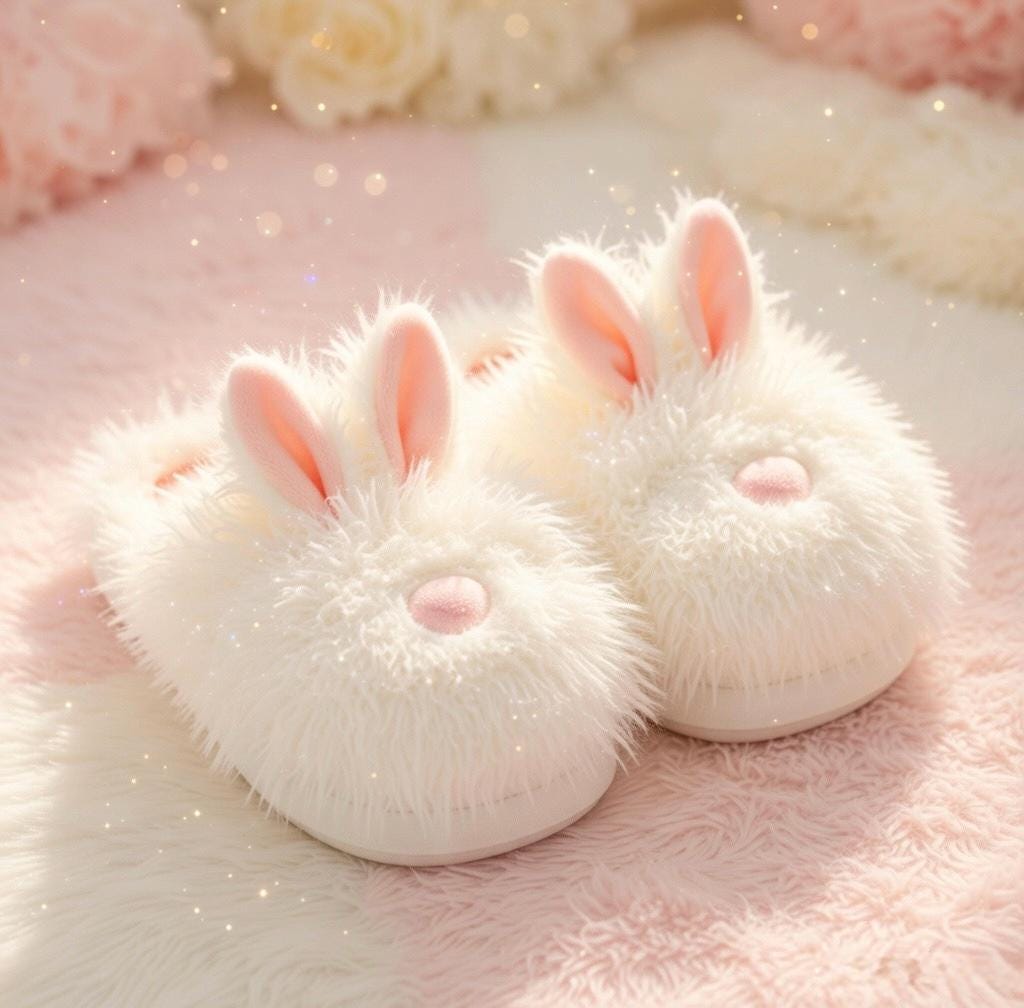 Fluffy Bunny Slippers | Plush Rabbit House Shoes, Cozy Winter Warmth | SoftSlipsy