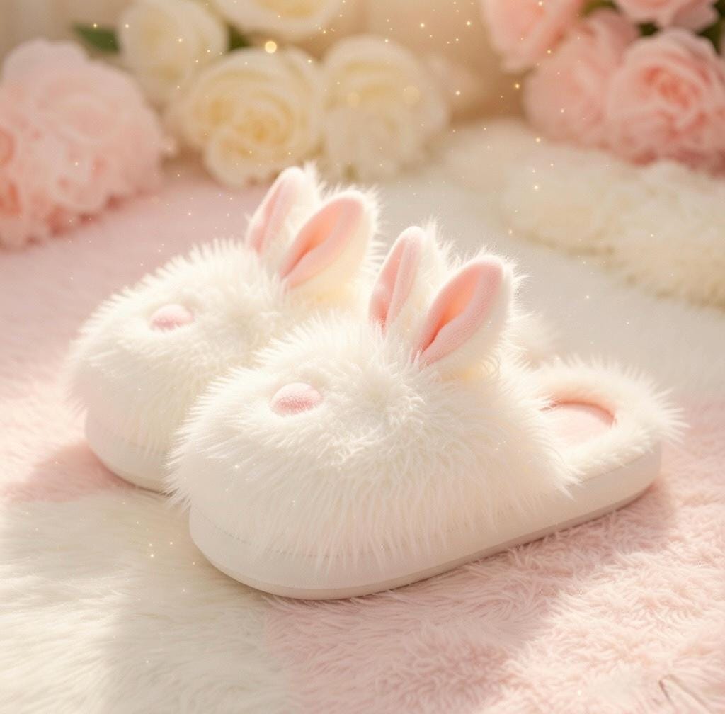 Fluffy Bunny Slippers | Plush Rabbit House Shoes, Cozy Winter Warmth | SoftSlipsy