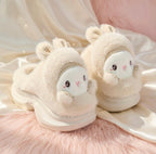 Plush Bunny Platform Slippers | Kawaii Rabbit House Shoes, Cozy Winter Warmth | SoftSlipsy