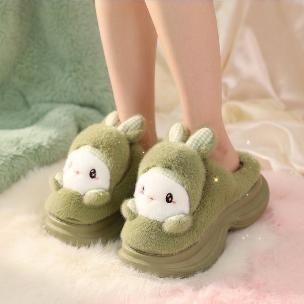 Plush Bunny Platform Slippers | Cozy Kawaii Rabbit House Shoes | SoftSlipsy