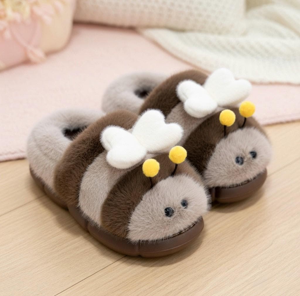 Plush Bumblebee Slippers | Soft Cozy Indoor Shoes, Animal Design | SoftSlipsy