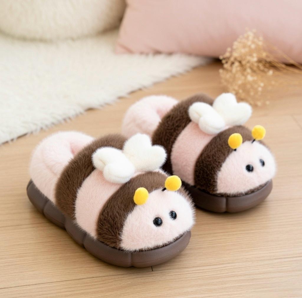 Plush Bumblebee Slippers | Soft Cozy Indoor Shoes, Animal Design | SoftSlipsy