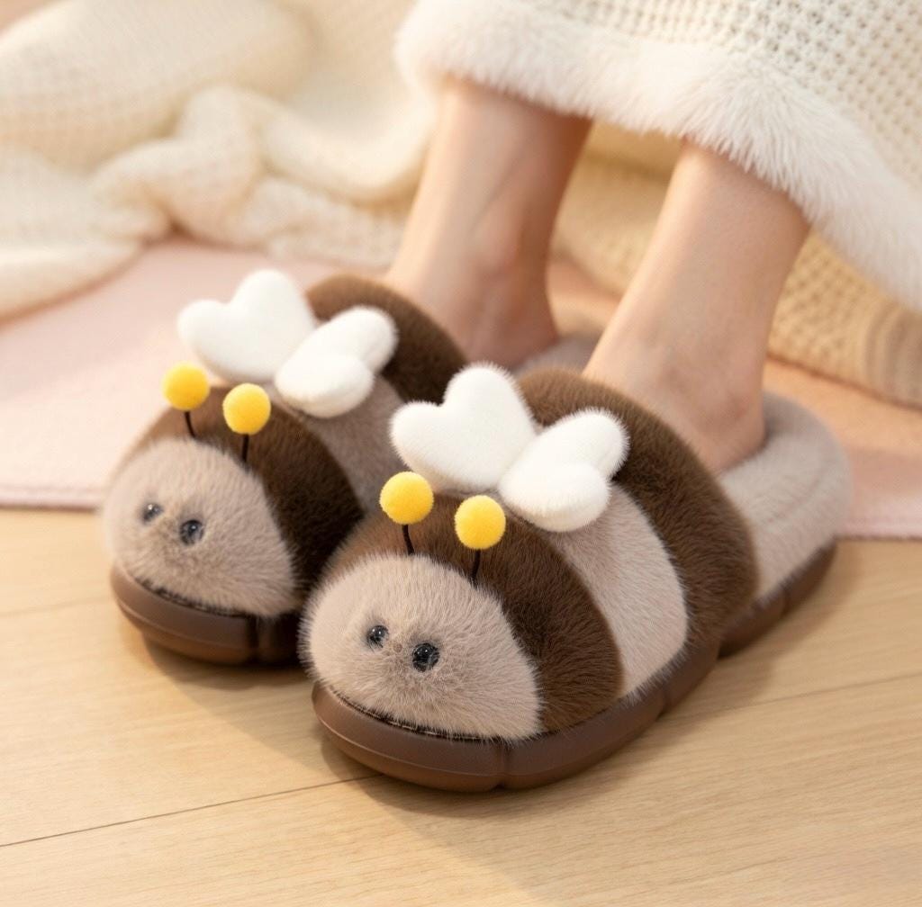 Plush Bumblebee Slippers | Soft Cozy Indoor Shoes, Animal Design | SoftSlipsy