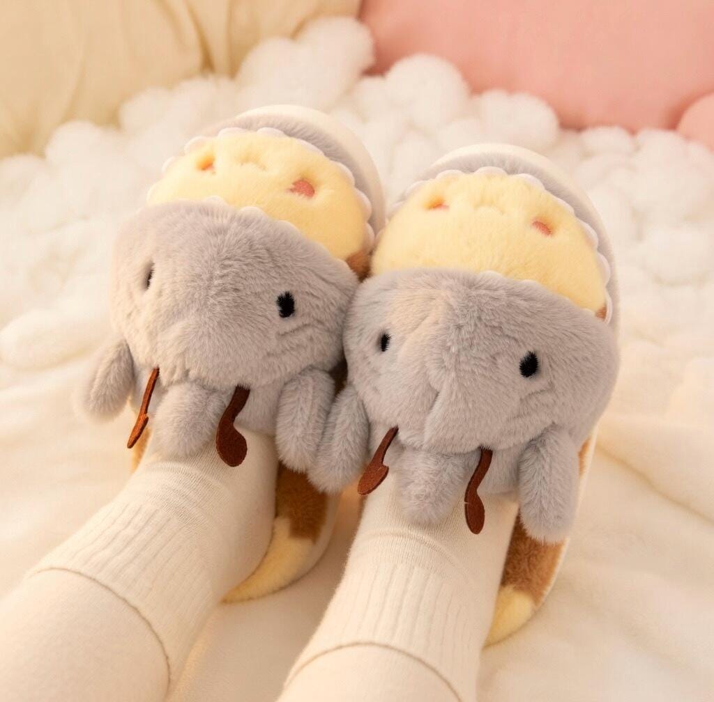 Shark Bee Hybrid Plush Slippers | Soft Cozy Fuzzy Indoor Shoes | SoftSlipsy