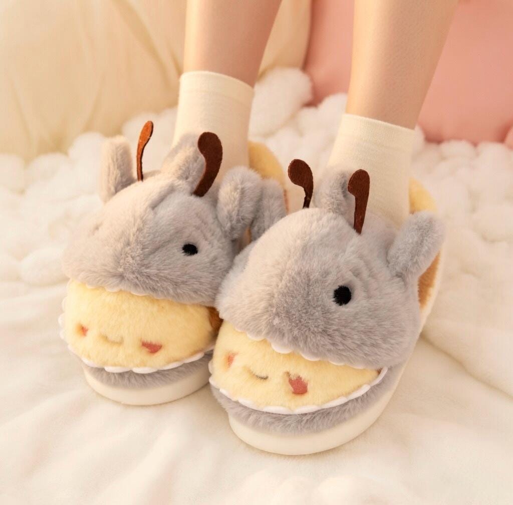 Shark Bee Hybrid Plush Slippers | Soft Cozy Fuzzy Indoor Shoes | SoftSlipsy
