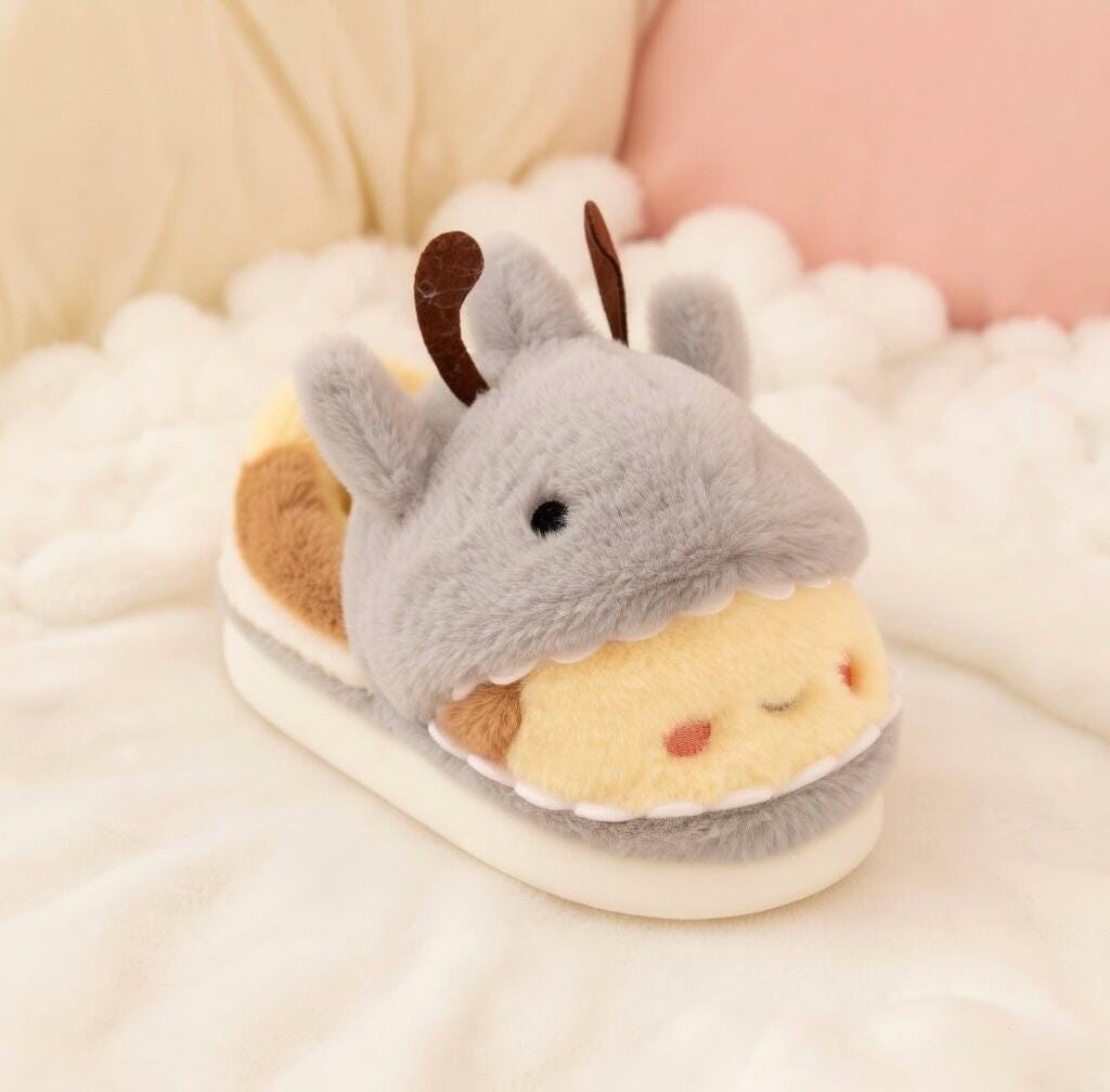 Shark Bee Hybrid Plush Slippers | Soft Cozy Fuzzy Indoor Shoes | SoftSlipsy