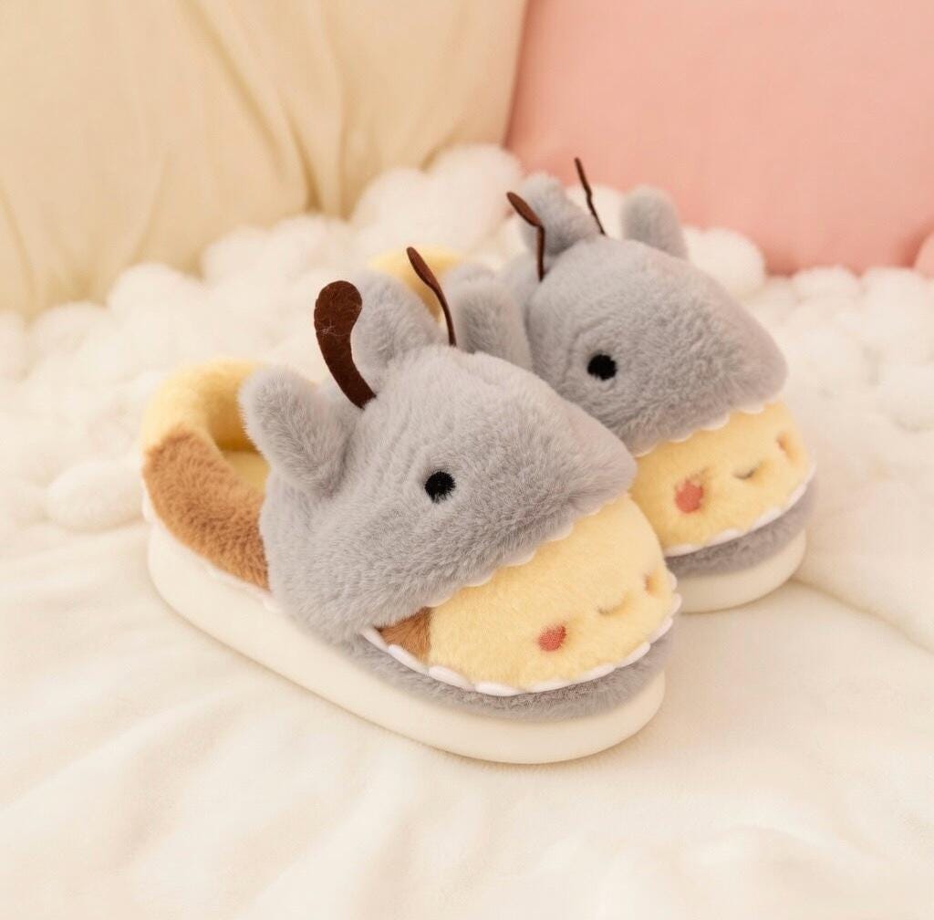 Shark Bee Hybrid Plush Slippers | Soft Cozy Fuzzy Indoor Shoes | SoftSlipsy