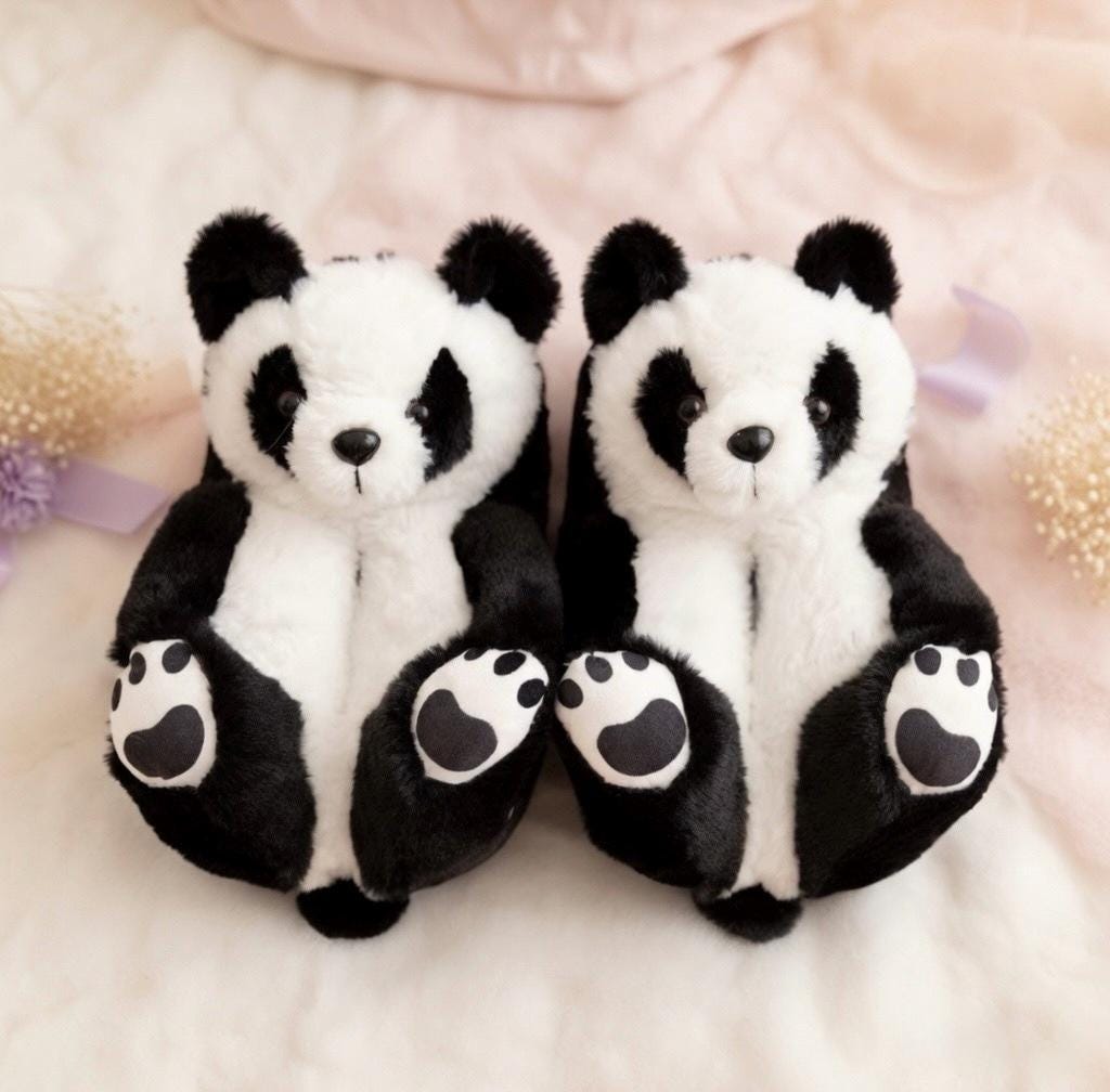 Plush Panda Bear Slippers | Ultra-Soft Cozy Indoor Shoes | SoftSlipsy