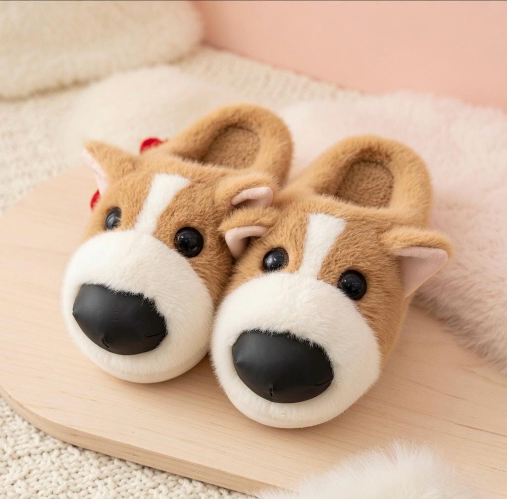 Plush Dog Slippers | Cozy Warm Animal House Shoes for Women | SoftSlipsy