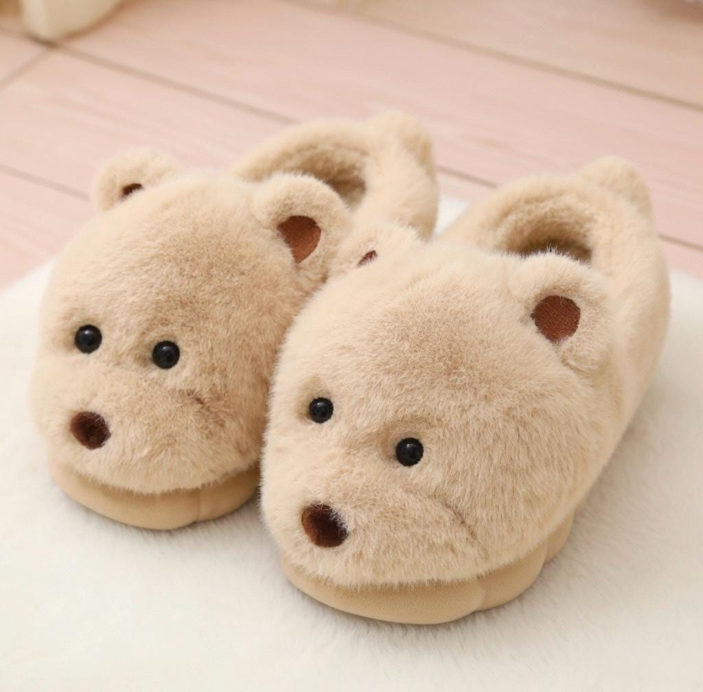 Plush Teddy Bear Slippers | Cozy Fuzzy Indoor Shoes for Women | SoftSlipsy