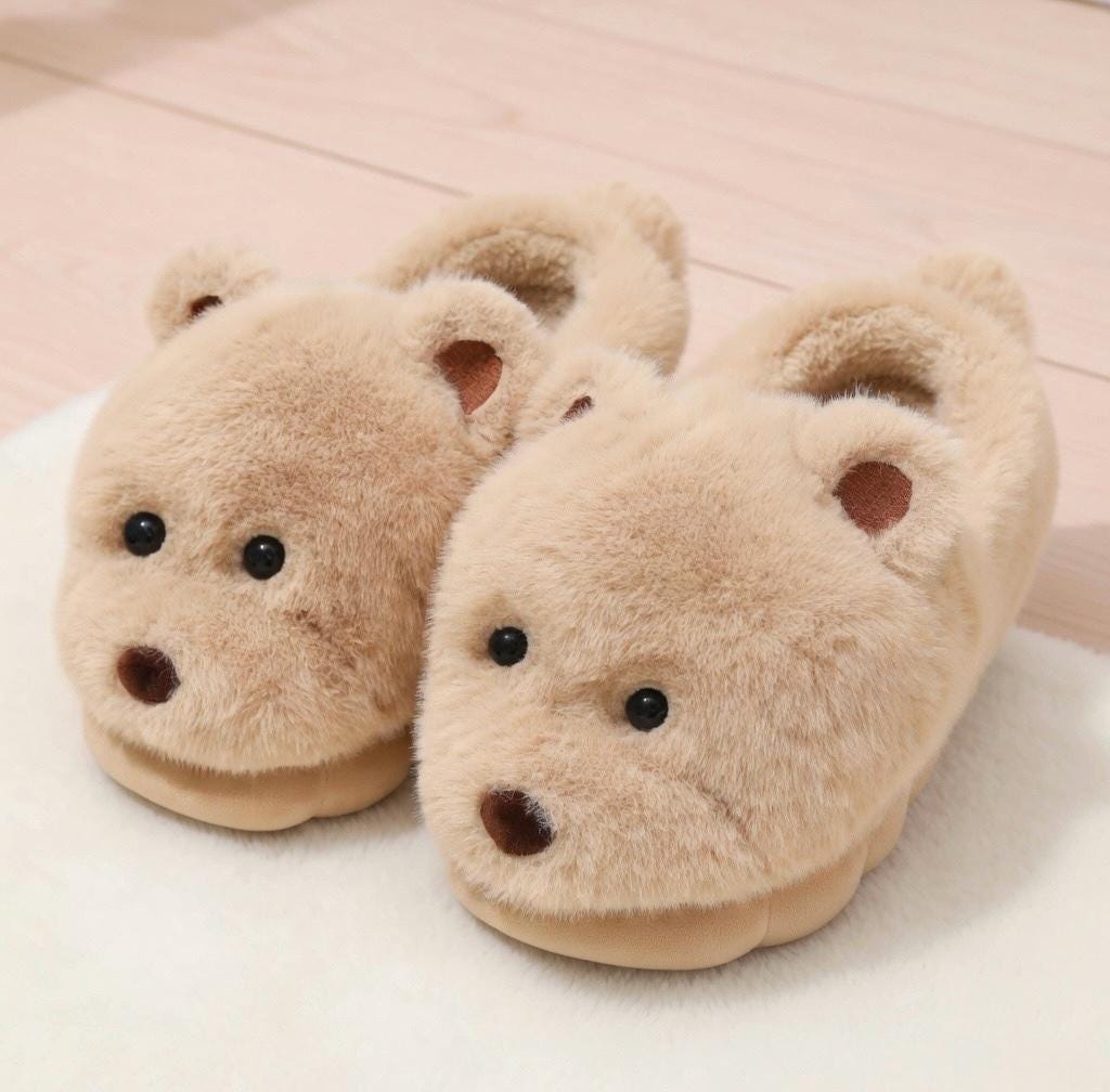Plush Teddy Bear Slippers | Cozy Fuzzy Indoor Shoes for Women | SoftSlipsy