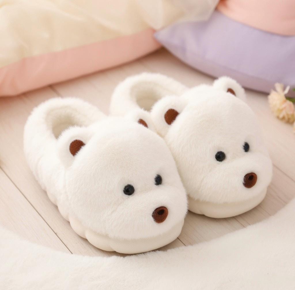 Plush Teddy Bear Slippers | Cozy Fuzzy Indoor Shoes for Women | SoftSlipsy
