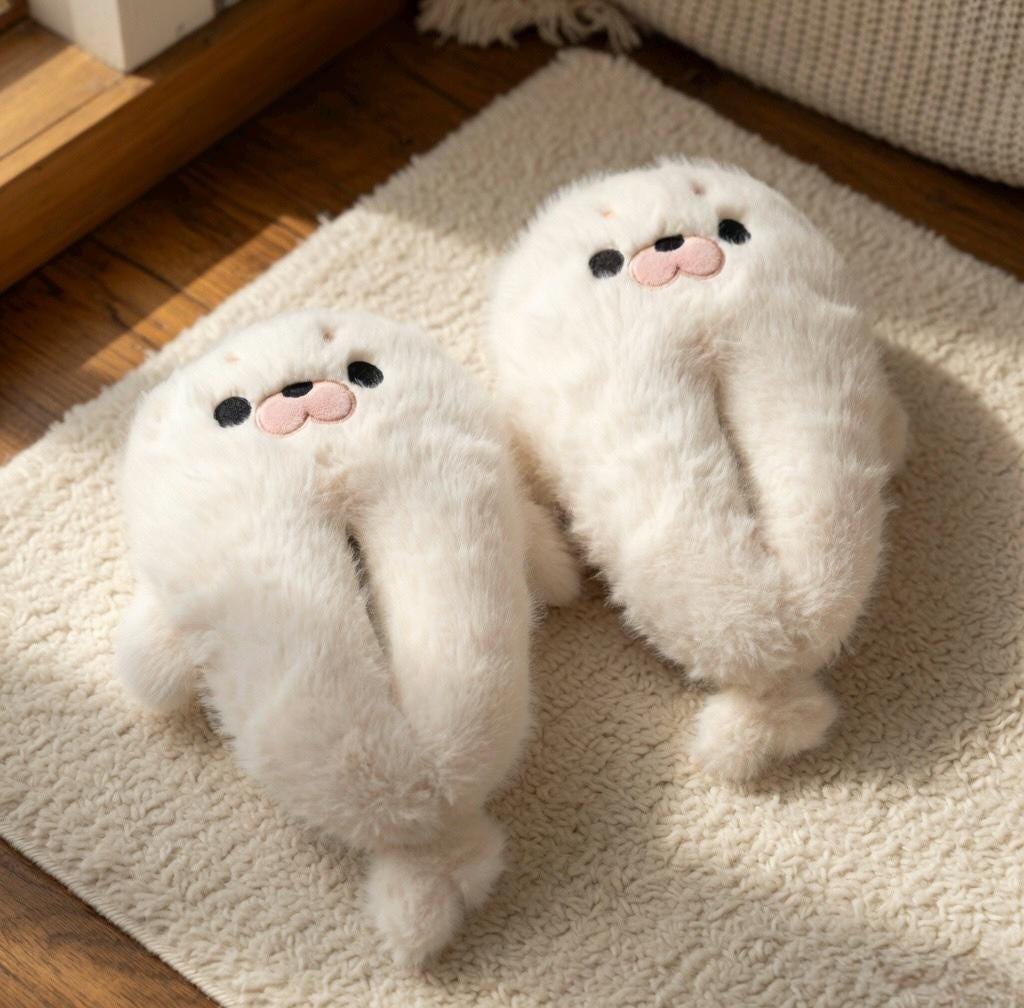 Women's Seal Plush Slippers | Ultra-Soft Fluffy Animal House Shoes | Cozy Winter Indoor Footwear | SoftSlipsy