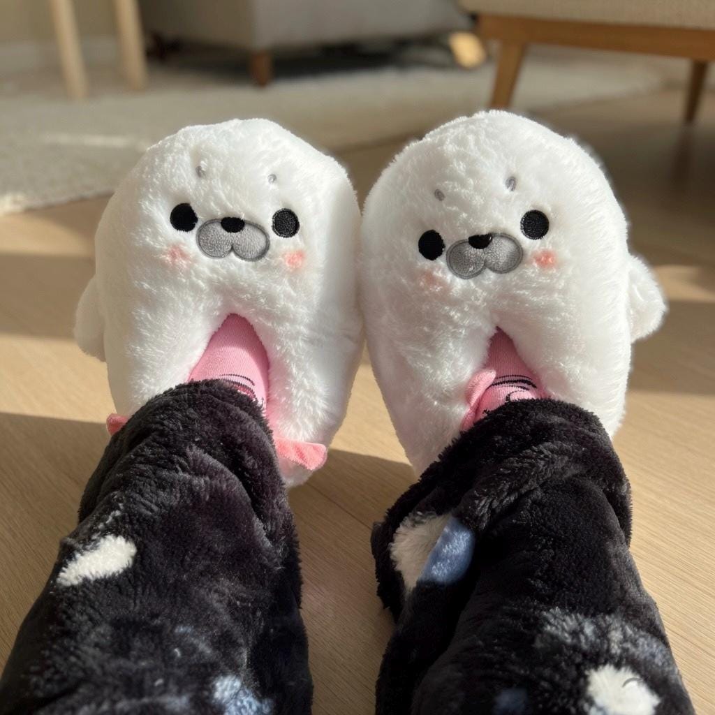 Women's Seal Plush Slippers | Ultra-Soft Fluffy Animal House Shoes | Cozy Winter Indoor Footwear | SoftSlipsy