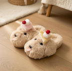 Women's Plush Dog Slippers with Cake | Fluffy Puppy House Shoes | Kawaii Footwear | SoftSlipsy