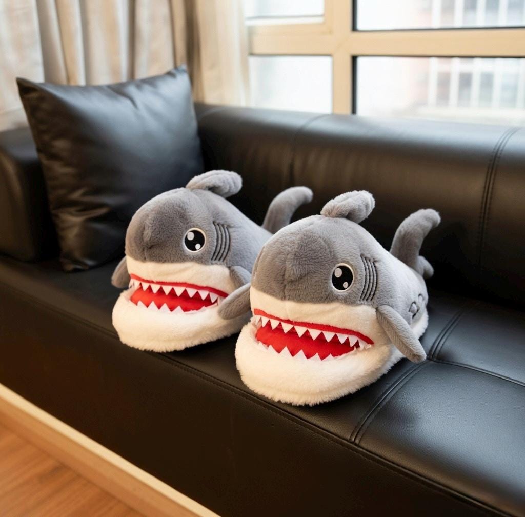 Plush Shark Slippers for Women | Cozy Animal House Shoes | Fun Indoor Footwear | SoftSlipsy