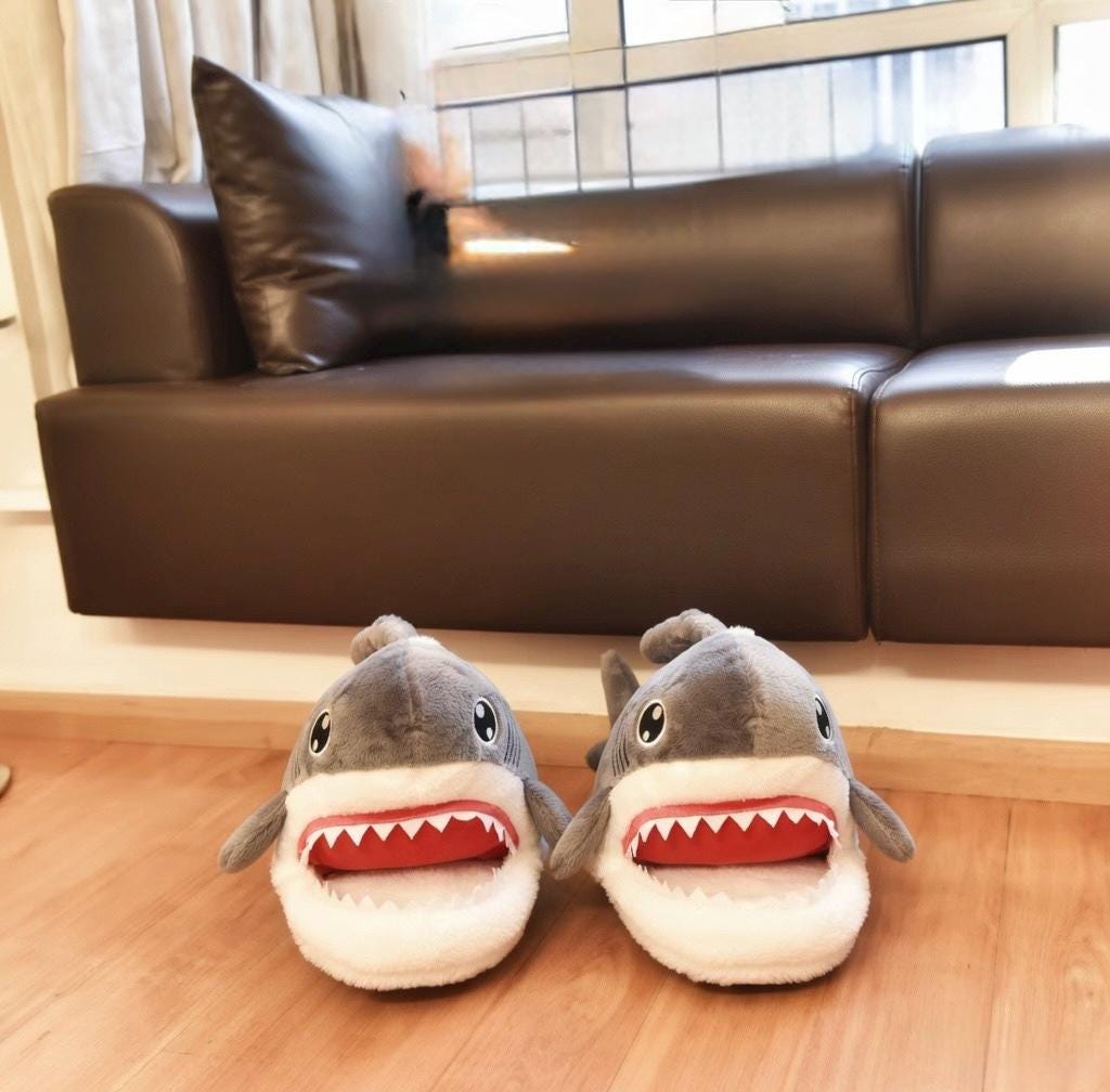 Plush Shark Slippers for Women | Cozy Animal House Shoes | Fun Indoor Footwear | SoftSlipsy