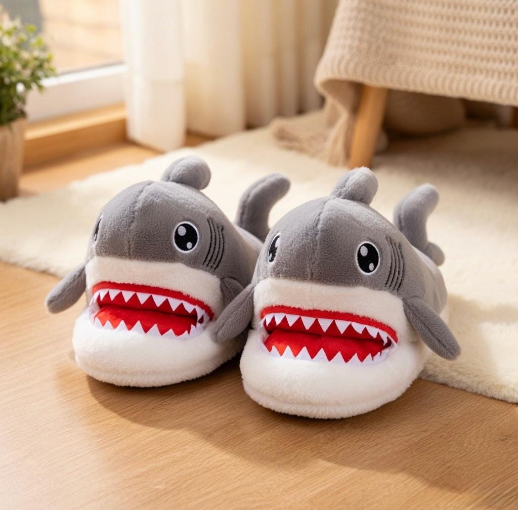 Plush Shark Slippers for Women | Cozy Animal House Shoes | Fun Indoor Footwear | SoftSlipsy