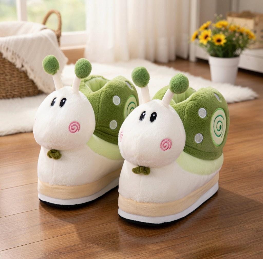 Snail Platform Slippers Women | Fluffy Kawaii Animal House Shoes (Height Boost) | SoftSlipsy