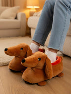 Dachshund Slippers Women | Plush Sausage Dog Cozy House Shoes | Soft Animal Indoor Wear | SoftSlipsy