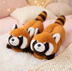 Red Panda Plush Slippers | Fluffy Animal Cozy House Shoes | SoftSlipsy