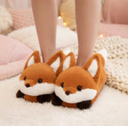 Fluffy Fox Plush Slippers | Cozy Kawaii Animal House Shoes | SoftSlipsy