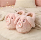 Plush Pig Slippers Women | Fluffy Kawaii Animal House Shoes | Cozy Pink Indoor Footwear | SoftSlipsy
