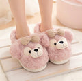 Plush Bow Bear Slippers | Cozy Teddy Bear Indoor Shoes for Women | SoftSlipsy