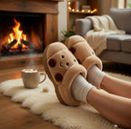 Women's Plush Croissant Slippers, Cozy Bread House Shoes, Soft Winter Indoor Footwear | SoftSlipsy