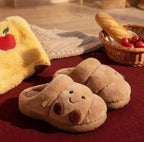 Women's Plush Croissant Slippers, Cozy Bread House Shoes, Soft Winter Indoor Footwear | SoftSlipsy